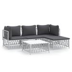 vidaXL-Set-Salotto-da-Giardino-5-pz-con-Cuscini-in-Acciaio-Bianco