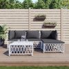 vidaXL-Set-Salotto-da-Giardino-5-pz-con-Cuscini-in-Acciaio-Bianco