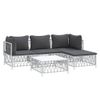 vidaXL-Set-Salotto-da-Giardino-5-pz-con-Cuscini-in-Acciaio-Bianco
