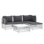 vidaXL-Set-Salotto-da-Giardino-5-pz-con-Cuscini-in-Acciaio-Bianco