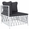 vidaXL-Set-Salotto-da-Giardino-5-pz-con-Cuscini-in-Acciaio-Bianco