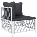 vidaXL-Set-Salotto-da-Giardino-5-pz-con-Cuscini-in-Acciaio-Bianco
