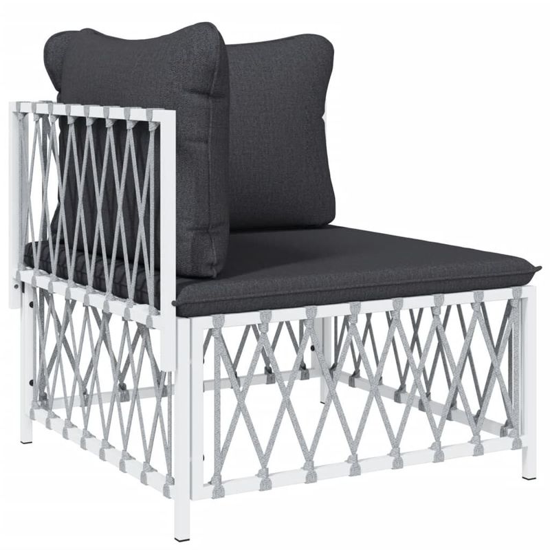 vidaXL-Set-Salotto-da-Giardino-5-pz-con-Cuscini-in-Acciaio-Bianco