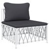 vidaXL-Set-Salotto-da-Giardino-5-pz-con-Cuscini-in-Acciaio-Bianco