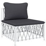 vidaXL-Set-Salotto-da-Giardino-5-pz-con-Cuscini-in-Acciaio-Bianco
