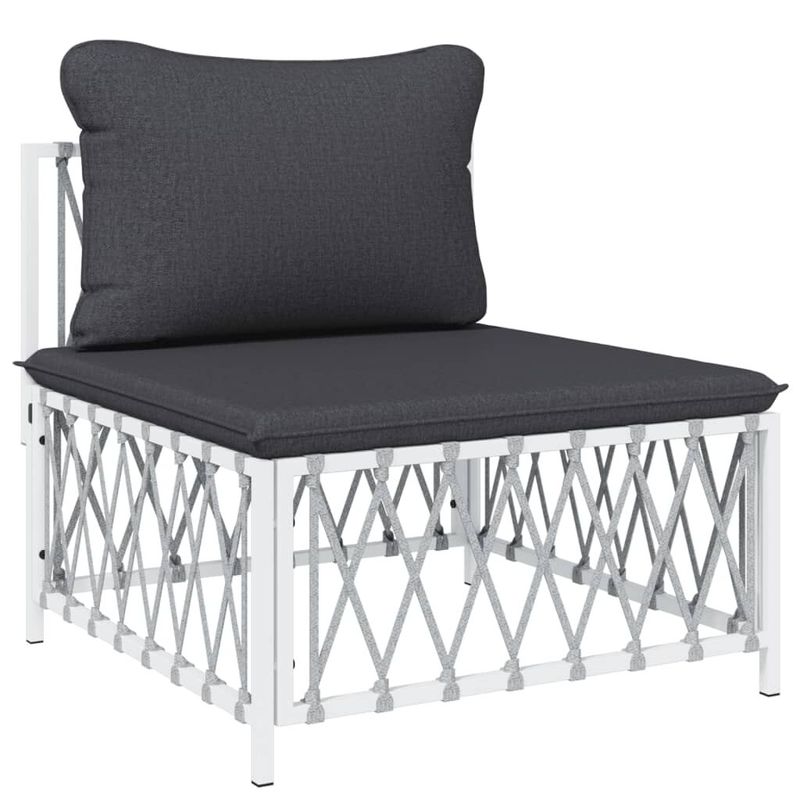 vidaXL-Set-Salotto-da-Giardino-5-pz-con-Cuscini-in-Acciaio-Bianco