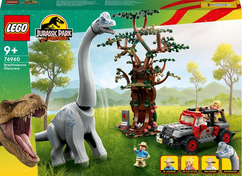 LEGO-Jurassic-Park-76960-La-Scoperta-del-Brachiosauro-Set-con-Grande-Dinosauro-Giocattolo-e-Jeep-Wrangler-da-Costruire