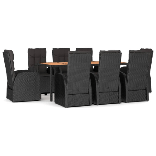 Set-da-Pranzo-da-Giardino-9-pz-con-Cuscini-Nero-in-Polyrattan