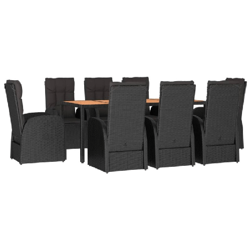 Set-da-Pranzo-da-Giardino-9-pz-con-Cuscini-Nero-in-Polyrattan