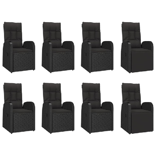 Set-da-Pranzo-da-Giardino-9-pz-con-Cuscini-Nero-in-Polyrattan