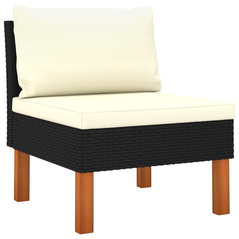 vidaXL-Set-Divani-da-Giardino-7pz-Polyrattan-Legno-di-Eucalipto-Nero