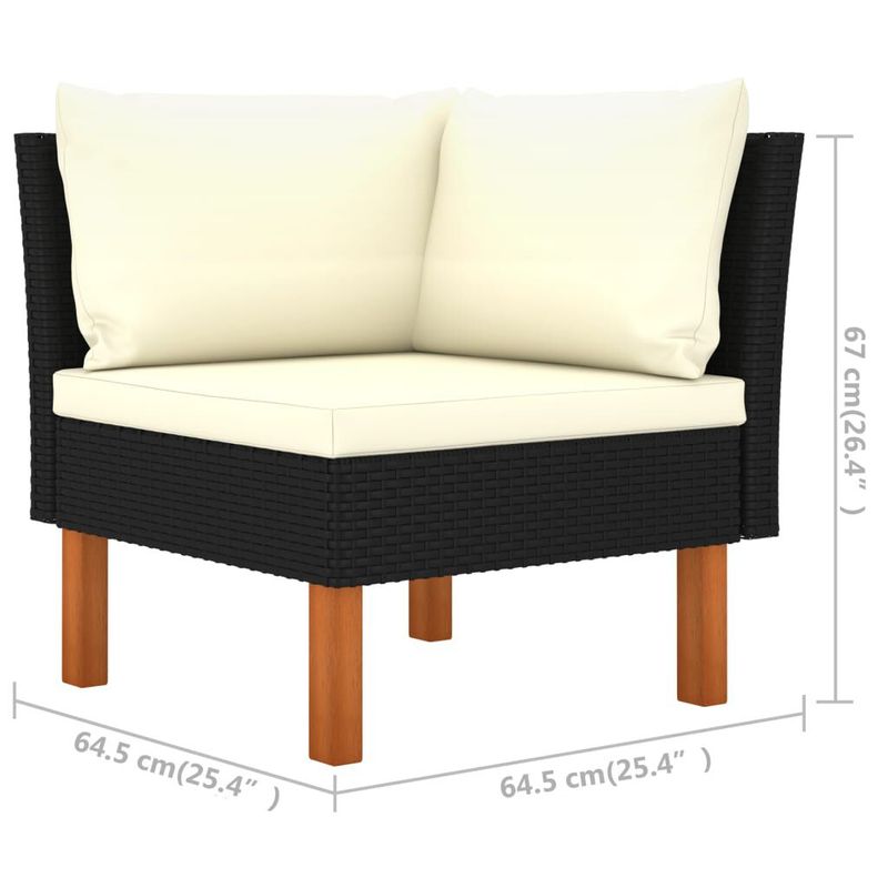 vidaXL-Set-Divani-da-Giardino-7pz-Polyrattan-Legno-di-Eucalipto-Nero