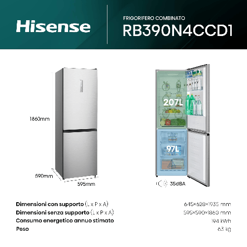Frigorifero-Combinato-Hisense-RB390N4CCD1-Total-No-Frost