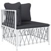 vidaXL-Set-Salotto-da-Giardino-7-pz-con-Cuscini-in-Acciaio-Bianco
