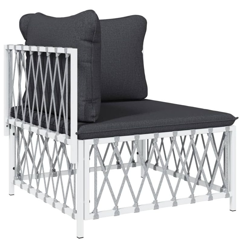 vidaXL-Set-Salotto-da-Giardino-7-pz-con-Cuscini-in-Acciaio-Bianco