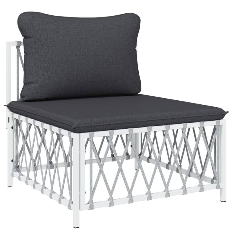 vidaXL-Set-Salotto-da-Giardino-7-pz-con-Cuscini-in-Acciaio-Bianco