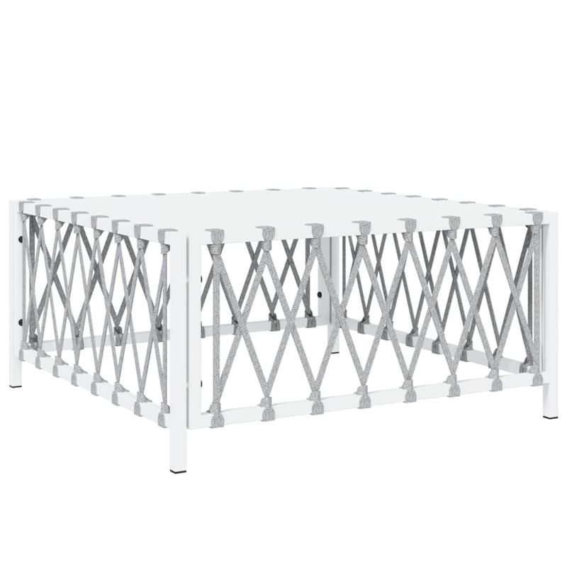vidaXL-Set-Salotto-da-Giardino-7-pz-con-Cuscini-in-Acciaio-Bianco