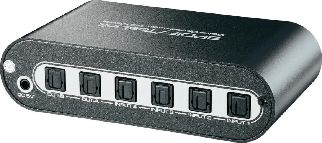 SpeaKa Professional Switch Matrix Toslink a 4 porte SpeaKa Professional con telecomando Argento