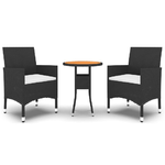 vidaXL-Set-da-Pranzo-per-Giardino-3-pz-in-Polyrattan-Nero