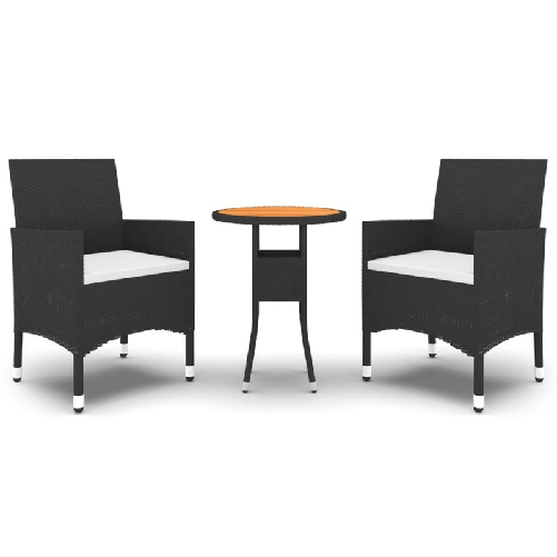 vidaXL-Set-da-Pranzo-per-Giardino-3-pz-in-Polyrattan-Nero