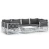 vidaXL-Set-Salotto-da-Giardino-7-pz-con-Cuscini-in-Acciaio-Bianco