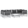 vidaXL-Set-Salotto-da-Giardino-7-pz-con-Cuscini-in-Acciaio-Bianco