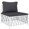 vidaXL-Set-Salotto-da-Giardino-7-pz-con-Cuscini-in-Acciaio-Bianco