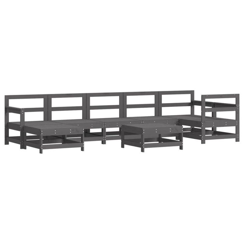 vidaXL-Set-Divani-da-Giardino-8pz-con-Cuscini-in-Legno-Massello-Grigio