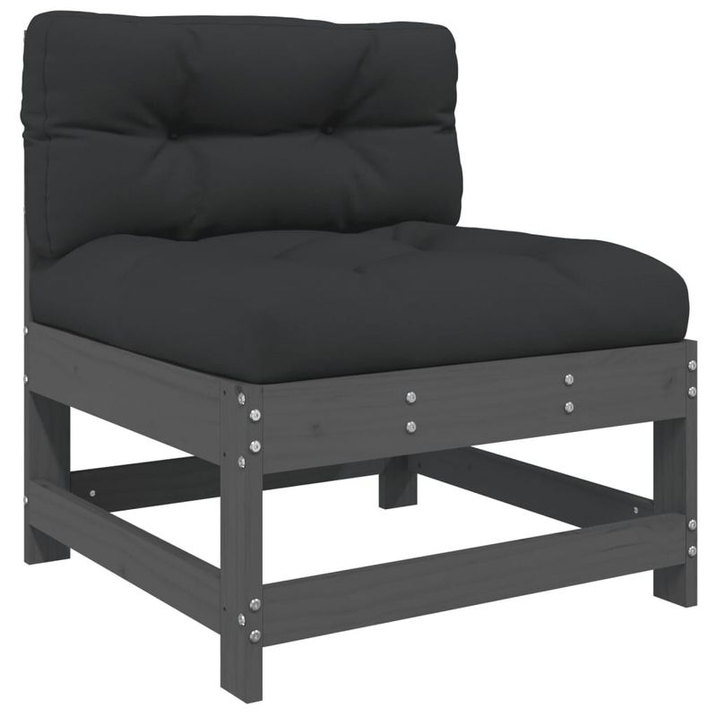 vidaXL-Set-Divani-da-Giardino-8pz-con-Cuscini-in-Legno-Massello-Grigio