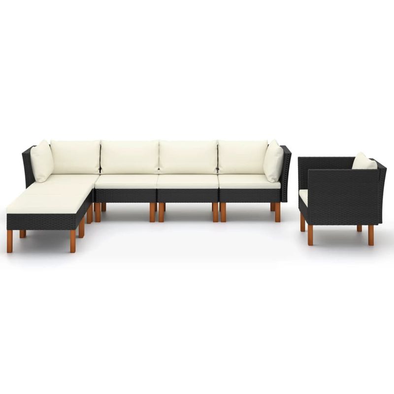 vidaXL-Set-Divani-da-Giardino-9pz-Polyrattan-Legno-di-Eucalipto-Nero