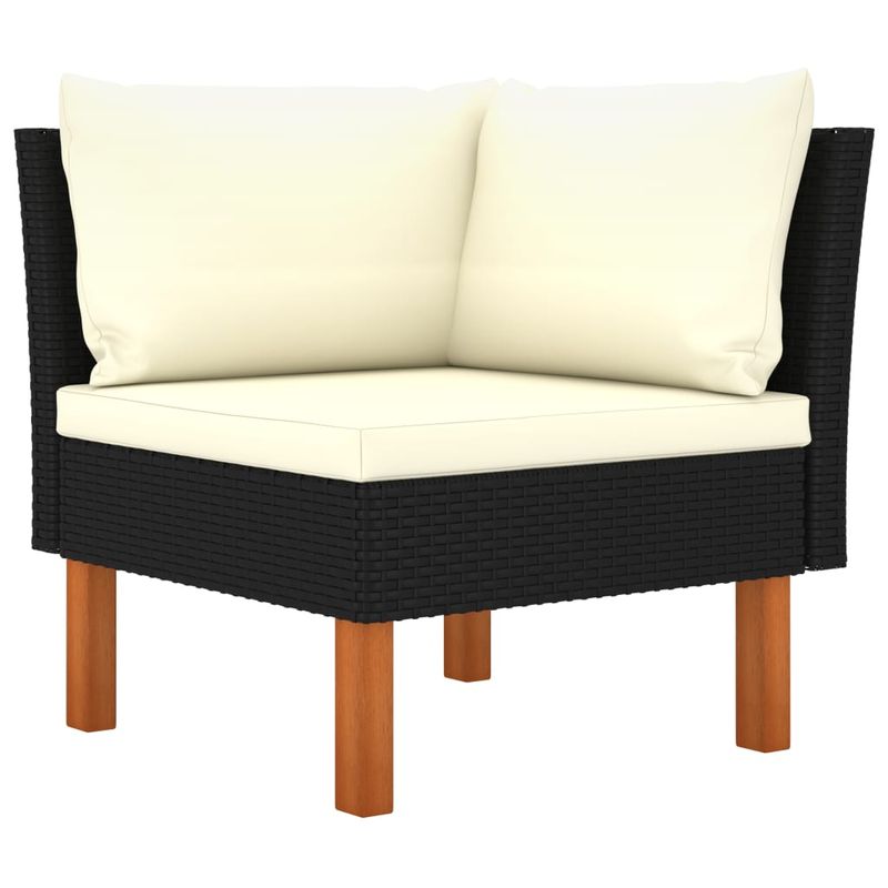 vidaXL-Set-Divani-da-Giardino-9pz-Polyrattan-Legno-di-Eucalipto-Nero