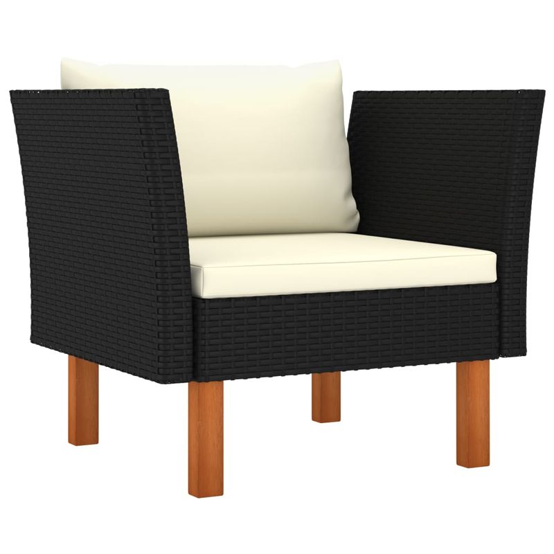 vidaXL-Set-Divani-da-Giardino-9pz-Polyrattan-Legno-di-Eucalipto-Nero
