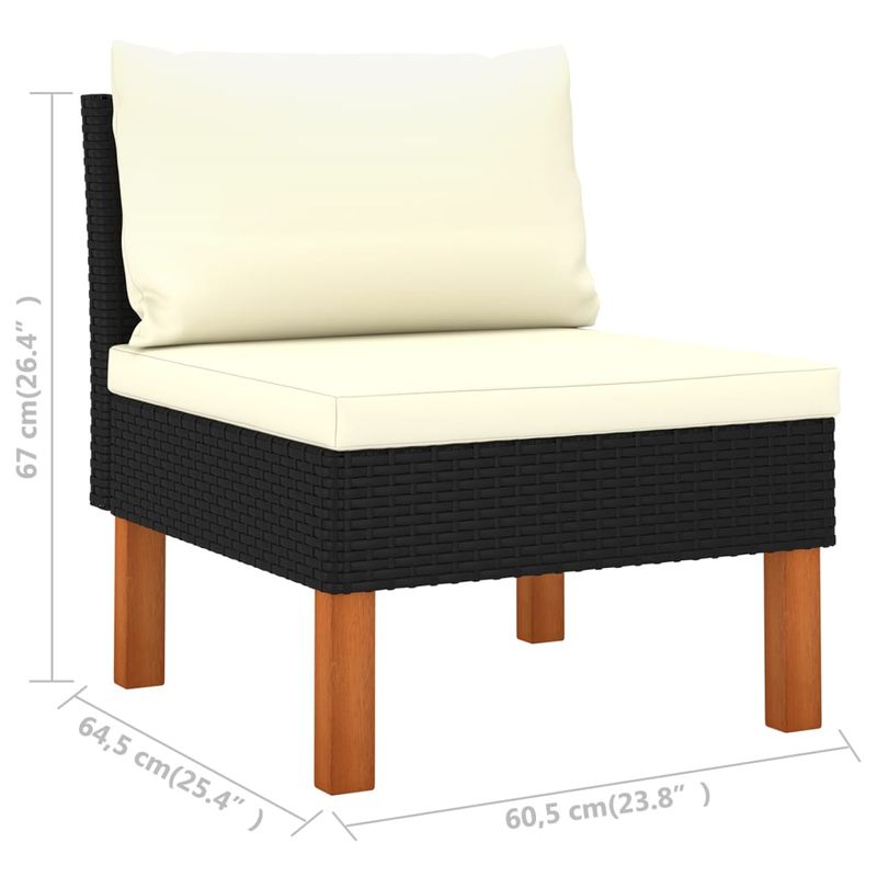 vidaXL-Set-Divani-da-Giardino-9pz-Polyrattan-Legno-di-Eucalipto-Nero