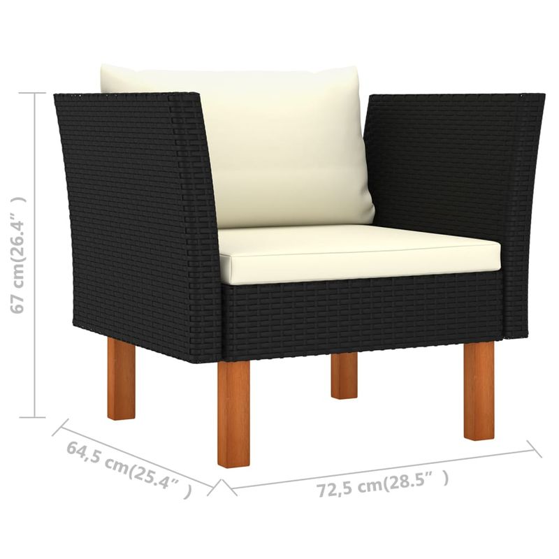 vidaXL-Set-Divani-da-Giardino-9pz-Polyrattan-Legno-di-Eucalipto-Nero