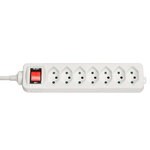 Lindy 73168 prolunghe e multiple 7 presa[e] AC Interno Bianco (7-Way Swiss 3-Pin Mains Power - Extension with Switch, Wh
