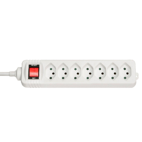 Lindy 73168 prolunghe e multiple 7 presa[e] AC Interno Bianco (7-Way Swiss 3-Pin Mains Power - Extension with Switch, Wh
