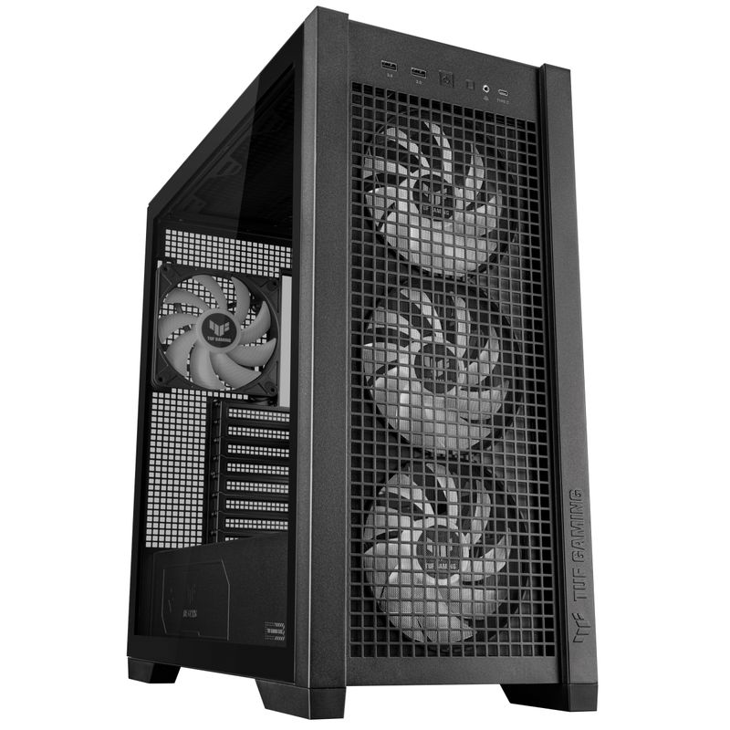 ASUS-TUF-GAMING-GT302-TG-ARGB-Black-Case-Gaming-E-ATX-Mid-Tower-Pannelli-Laterali-intercambiabili-Mesh-Vetro-Temperato-4-ventole-ARGB-preinstallate-da-140-x-28-mm-Nero