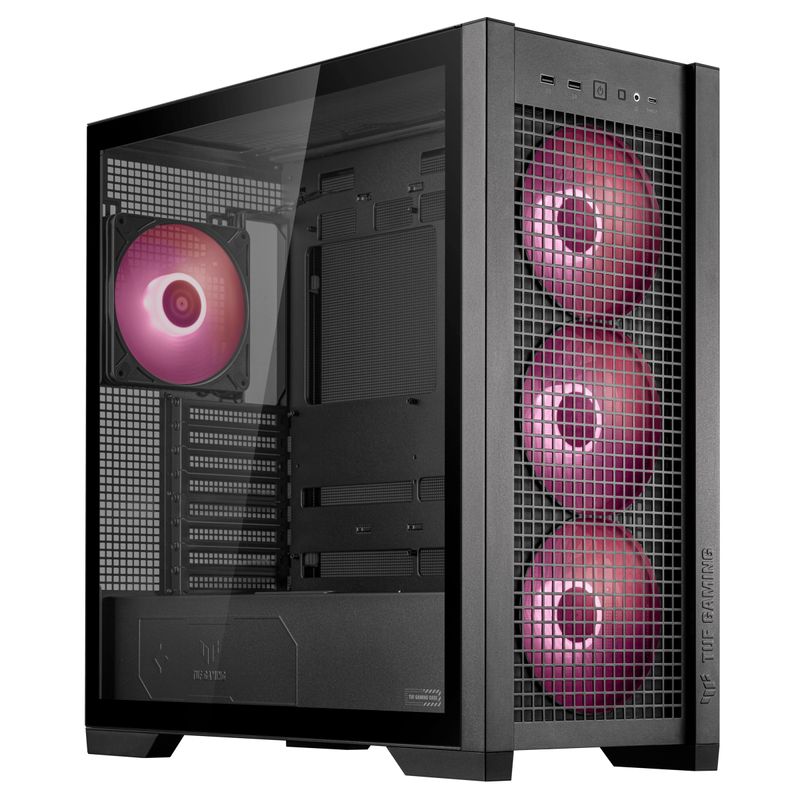 ASUS-TUF-GAMING-GT302-TG-ARGB-Black-Case-Gaming-E-ATX-Mid-Tower-Pannelli-Laterali-intercambiabili-Mesh-Vetro-Temperato-4-ventole-ARGB-preinstallate-da-140-x-28-mm-Nero
