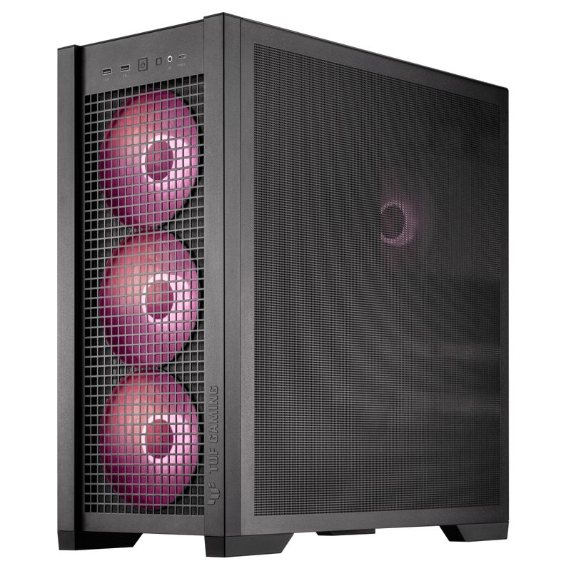 ASUS-TUF-GAMING-GT302-TG-ARGB-Black-Case-Gaming-E-ATX-Mid-Tower-Pannelli-Laterali-intercambiabili-Mesh-Vetro-Temperato-4-ventole-ARGB-preinstallate-da-140-x-28-mm-Nero