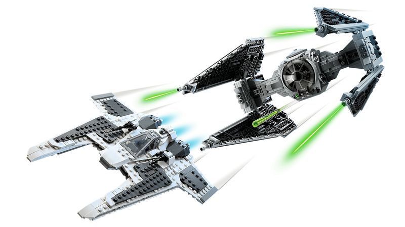 LEGO-Star-Wars-75348-Fang-Fighter-Mandaloriano-vs-TIE-Interceptor-Modellini-da-Costruire-con-3-Minifigure-Droide-e-Darksaber