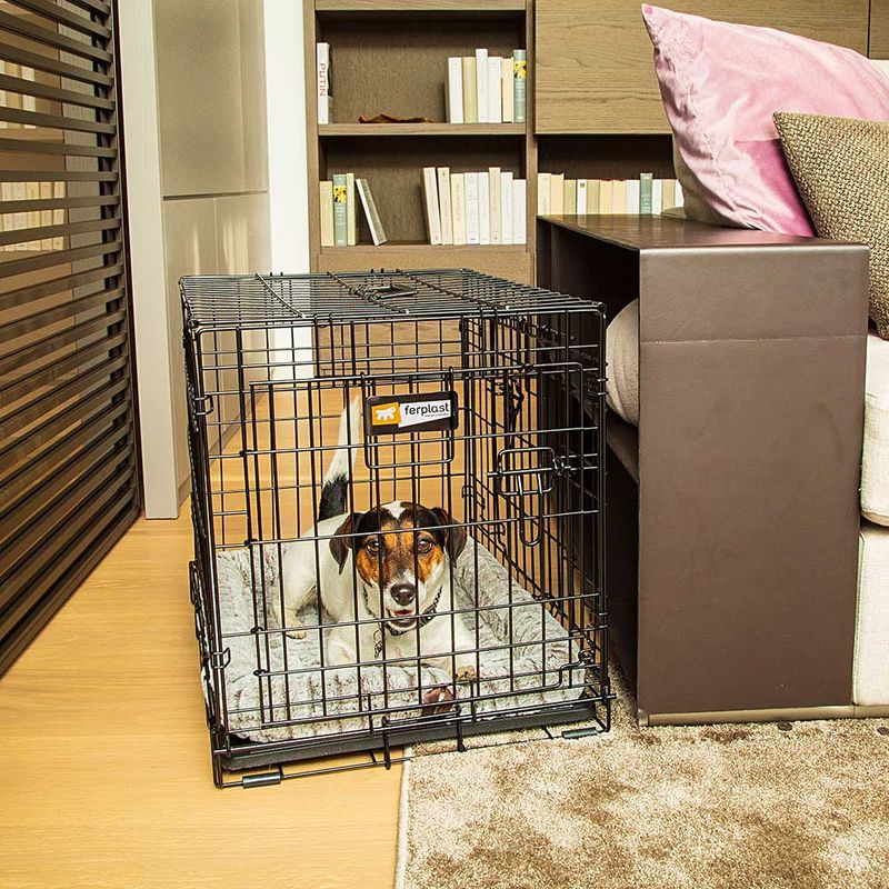 Ferplast-Gabbia-per-cani-pieghevole-DOG-INN-60-Recinto-per-cuccioli-Trasportino-in-metallo-Separatore-incluso-Porta-doppia-con-chiusura-di-sicurezza-641-x-447-x-h-492-cm-Nero