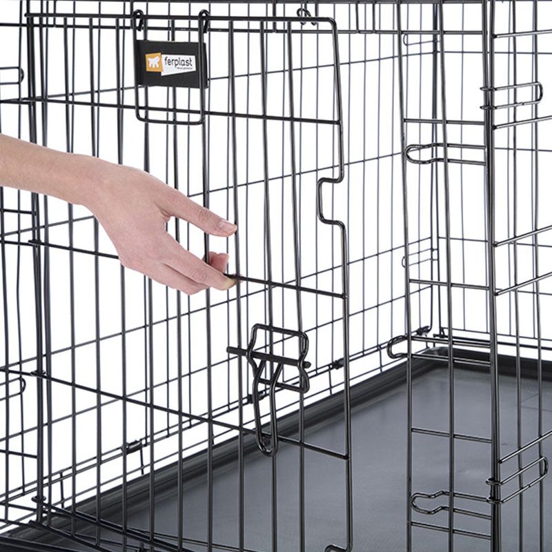 Ferplast-Gabbia-per-cani-pieghevole-DOG-INN-60-Recinto-per-cuccioli-Trasportino-in-metallo-Separatore-incluso-Porta-doppia-con-chiusura-di-sicurezza-641-x-447-x-h-492-cm-Nero
