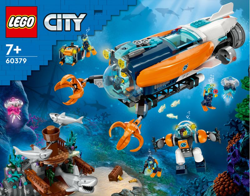 LEGO-City-60379-Sottomarino-per-Esplorazioni-Abissali-Giocattolo-con-Drone-e-Relitto-di-Barca-Regalo-per-Bambini-7--Anni