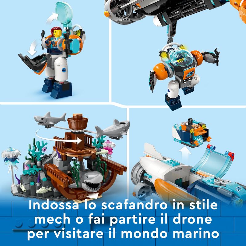 LEGO-City-60379-Sottomarino-per-Esplorazioni-Abissali-Giocattolo-con-Drone-e-Relitto-di-Barca-Regalo-per-Bambini-7--Anni