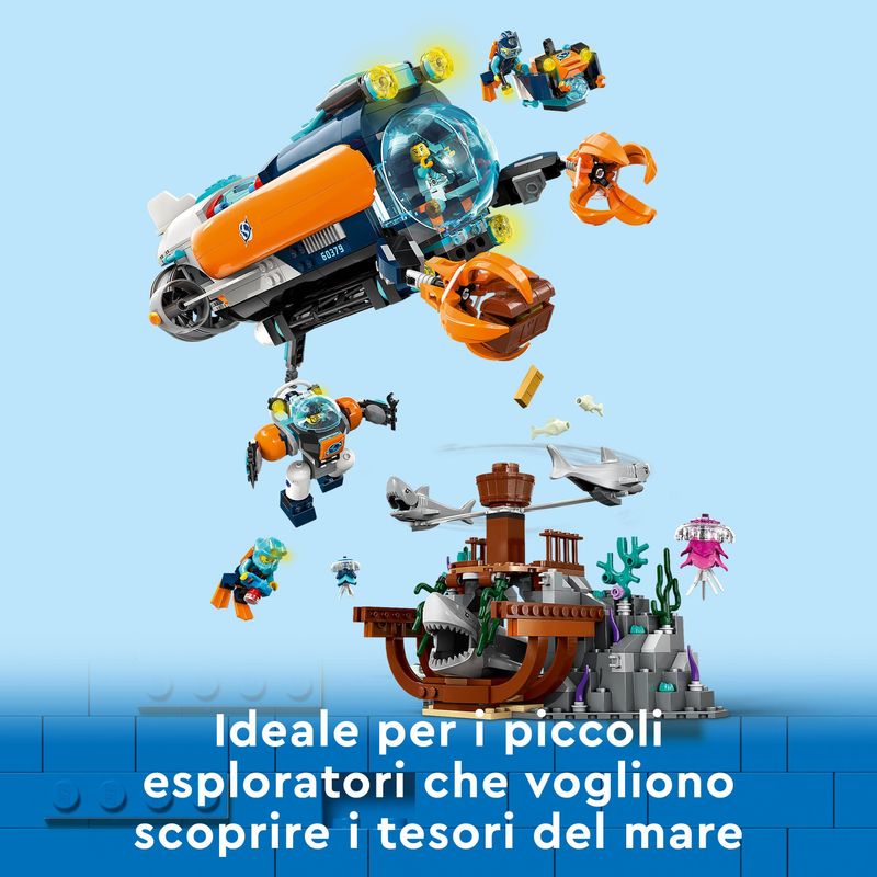 LEGO-City-60379-Sottomarino-per-Esplorazioni-Abissali-Giocattolo-con-Drone-e-Relitto-di-Barca-Regalo-per-Bambini-7--Anni