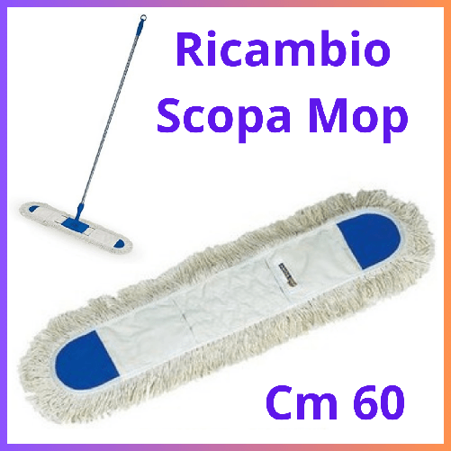 Ricambio panno scopa  mop lavapavimenti ricambi  stracci cotone 60 cm  panni cattura polvere