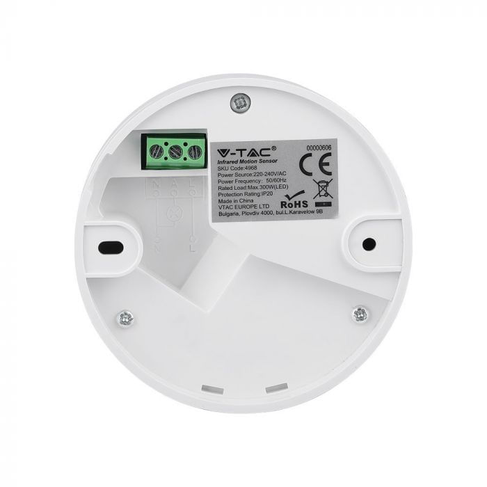 V-TAC-Sensore-di-Movimento-a-Infrarossi-360°-Montaggio-a-Plafone-Colore-Bianco--Max-300W--IP20