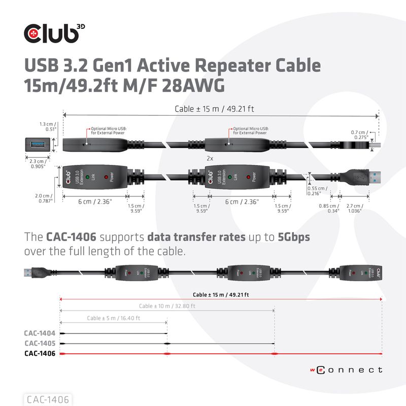 CLUB3D-CAC-1406-cavo-USB-15-m-USB-3.2-Gen-1--3.1-Gen-1--USB-A-Nero