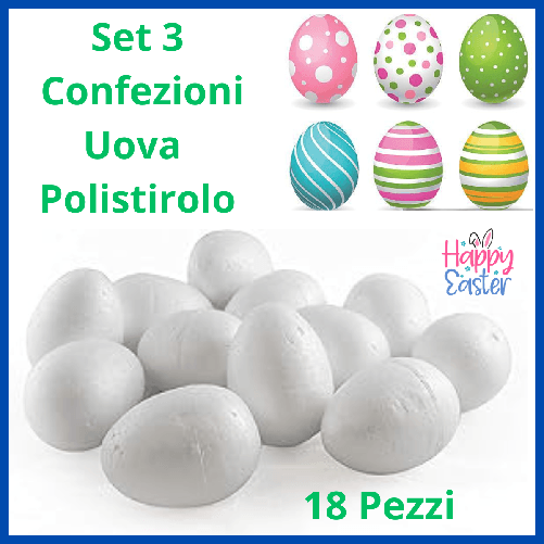 Set 18 Uova in polistirolo uovo da 5 cm decorazioni buona pasqua colorare festa