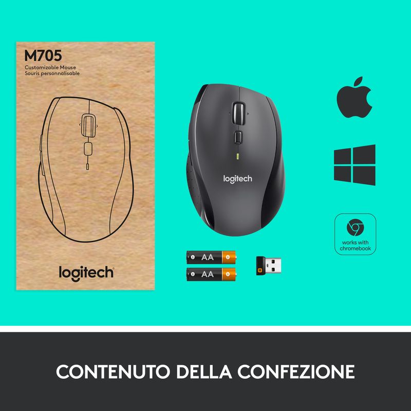 Logitech-705-Marathon-Mouse-Wireless-Ricevitore-USB-Unifying-24-GHz-1000-DPI-5-Pulsanti-Programmabili-Durata-Batteria-di-3-Anni-Compatibile-con-PC-Mac-Laptop-Chromebook---Nero